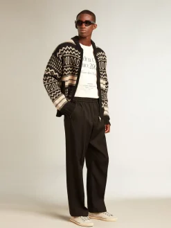 Flash Sale Golden Goose Cardigã masculino de lã cor cru com padrão jacquard Coleção Journey
