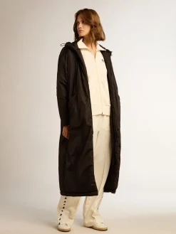 Hot Golden Goose Casaco acolchoado longo feminino preto com capuz Cor: preto