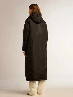 Hot Golden Goose Casaco acolchoado longo feminino preto com capuz Cor: preto