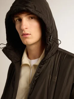 Best Sale Golden Goose Casaco acolchoado longo masculino Coleção Star preto com capuz Cor: preto