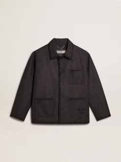 Flash Sale Golden Goose Casaco de lã cinza mescla com fecho com botões Cor: cinza mescla escuro