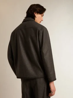 Flash Sale Golden Goose Casaco de lã cinza mescla com fecho com botões Cor: cinza mescla escuro