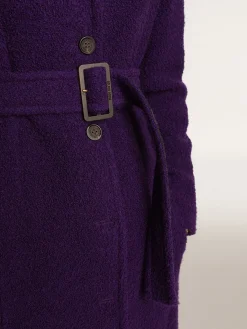 Outlet Golden Goose Casaco feminino de lã roxo índigo e forro com estampa Cor: roxo índigo