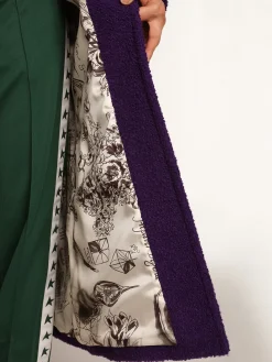 Outlet Golden Goose Casaco feminino de lã roxo índigo e forro com estampa Cor: roxo índigo