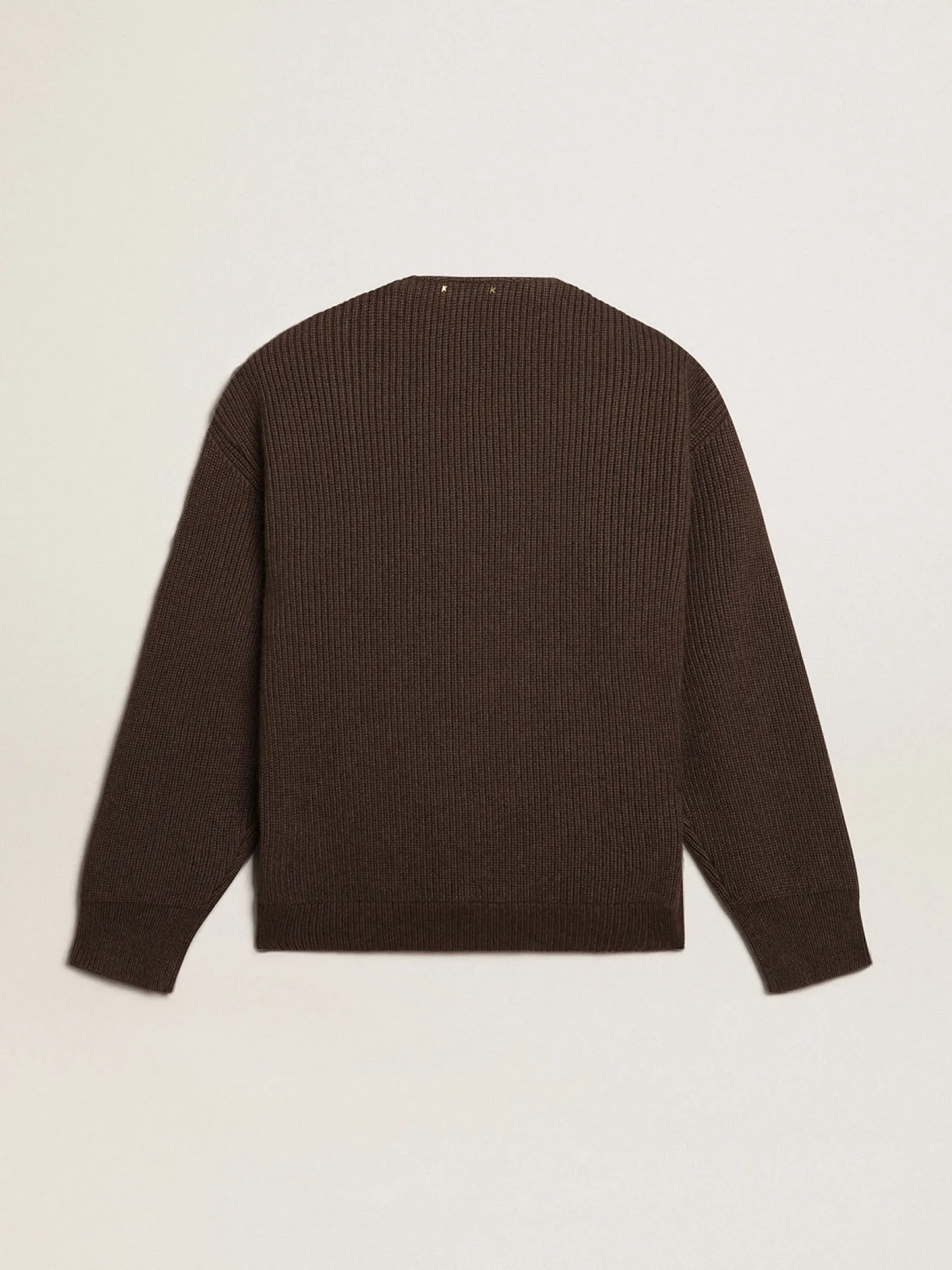 Clearance Golden Goose -colored leather and knit V-neck cardigan chocolate