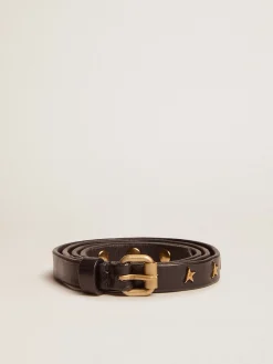 Store Golden Goose Cinto feminino de couro preto com tachas em forma de estrela Cor: preto