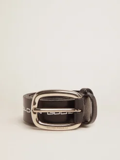 New Golden Goose Cinto Houston de couro preto e inscrição à mão em contraste Cor: preto