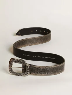 Store Golden Goose Cinto masculino de couro preto com fivela decorada Cor: preto