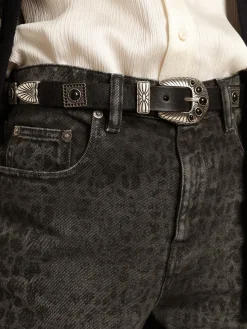 Sale Golden Goose Cinto Shell de couro preto com tachas prateadas Cor: preto