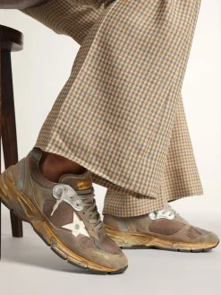 Best Sale Golden Goose Dad-Star feminino de tela e suede havana-rosado Cabedal de tela e suede na cor havana-rosado