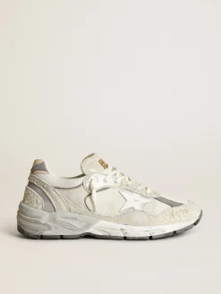 Clearance Golden Goose Dad-Star feminino de tela e suede brancos Cabedal de tela e suede brancos