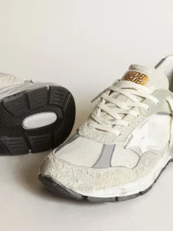 Clearance Golden Goose Dad-Star feminino de tela e suede brancos Cabedal de tela e suede brancos