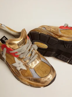 Fashion Golden Goose Dad-Star feminino dourado com estrela branca Cabedal: 50% couro bovino, 28% poliamida, 18% poliuretano têxtil, 4% tecido de vidro