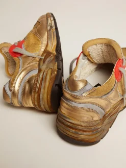 Fashion Golden Goose Dad-Star feminino dourado com estrela branca Cabedal: 50% couro bovino, 28% poliamida, 18% poliuretano têxtil, 4% tecido de vidro