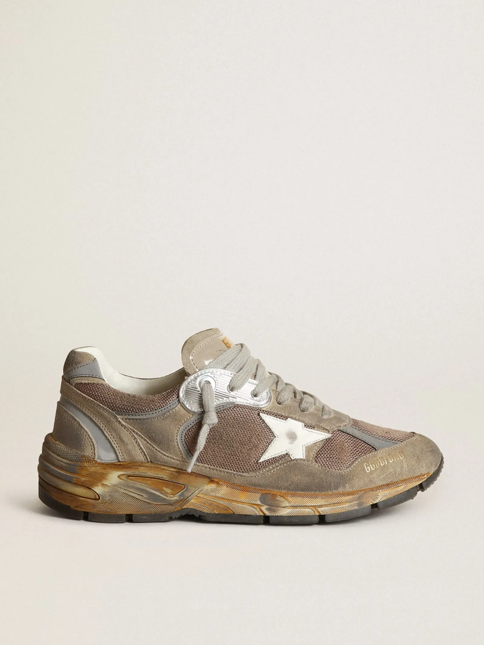 Store Golden Goose Dad-Star masculino de tela e suede havana-rosado Cabedal de tela e suede na cor havana-rosado
