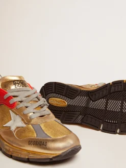 Clearance Golden Goose Dad-Star masculino dourado com acabamento desgastado Cor: ouro