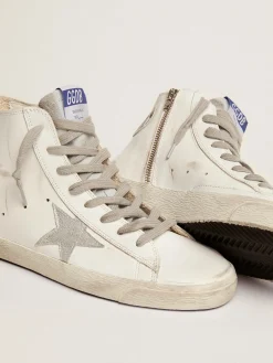 Clearance Golden Goose Francy feminino de couro com estrela de suede Cabedal de couro de bezerro
