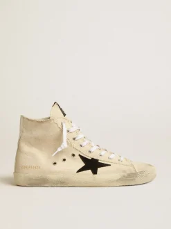 Clearance Golden Goose Francy Penstar de lona com estrela de suede preto e talão de couro Cabedal de lona branco sujo