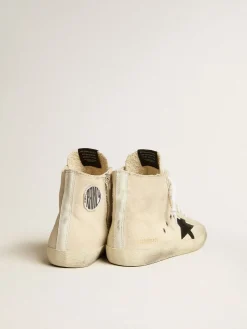 Clearance Golden Goose Francy Penstar de lona com estrela de suede preto e talão de couro Cabedal de lona branco sujo