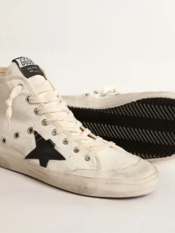 Fashion Golden Goose Francy Penstar de lona com estrela preta e costura vermelha Cabedal de lona branco leite