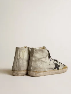 Best Sale Golden Goose Francy Penstar Feminino LAB com estampa floral e estrela preta Cabedal de suede branco com estampa floreal