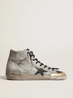 New Golden Goose Francy Penstar Masculino LAB com estampa floral e estrela preta Cabedal de suede branco com estampa floreal