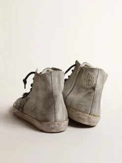 New Golden Goose Francy Penstar Masculino LAB com estampa floral e estrela preta Cabedal de suede branco com estampa floreal
