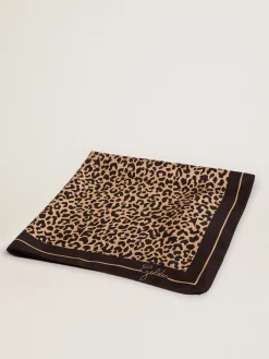 Outlet Golden Goose Golden Collection scarf in with leopard print black
