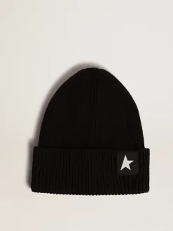 Flash Sale Golden Goose Gorro de algodão preto com estrela branca em contraste Cor: preto