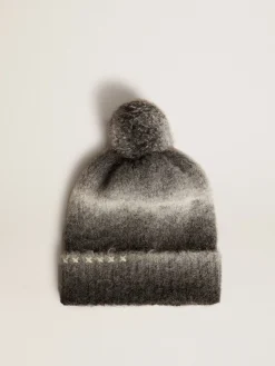 Fashion Golden Goose Gorro de lã com pompom branco e preto Coleção Journey