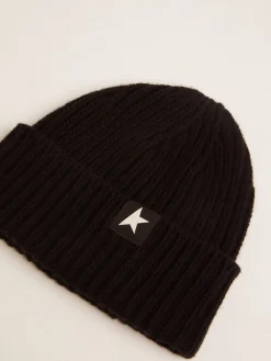 Store Golden Goose Gorro de lã preta com estrela branca Cor: preto