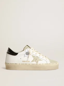 Best Sale Golden Goose Hi Star com estrela de cristais Swarovski e talão preto Cor: branco