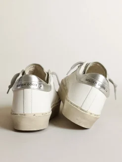 Cheap Golden Goose Hi Star feminino com estrela de cavalinho leopardo e talão prateado Cor: branco