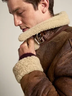 Flash Sale Golden Goose Jaqueta Arvel Coleção Journey de shearling Cor: marrom e bege