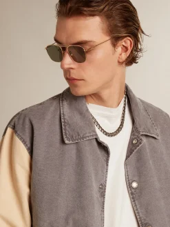 Flash Sale Golden Goose Jaqueta bomber de algodão nas cores cinza lilás e marzipã Cor: cinza lilás