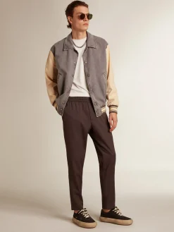 Flash Sale Golden Goose Jaqueta bomber de algodão nas cores cinza lilás e marzipã Cor: cinza lilás