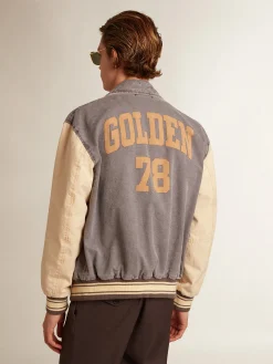 Flash Sale Golden Goose Jaqueta bomber de algodão nas cores cinza lilás e marzipã Cor: cinza lilás