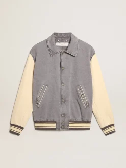 Flash Sale Golden Goose Jaqueta bomber de algodão nas cores cinza lilás e marzipã Cor: cinza lilás