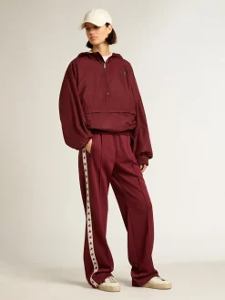Cheap Golden Goose Jaqueta corta-vento bordô com capuz Star Collection