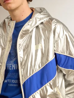 Discount Golden Goose Jaqueta corta-vento masculina de tecido técnico prateado Cor: prateado