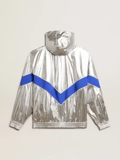 Discount Golden Goose Jaqueta corta-vento masculina de tecido técnico prateado Cor: prateado