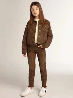 Shop Golden Goose Jaqueta de algodão infantil feminina com estampa animal print jacquard Golden Collection