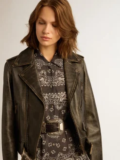Discount Golden Goose Jaqueta de couro feminina Cor: preto
