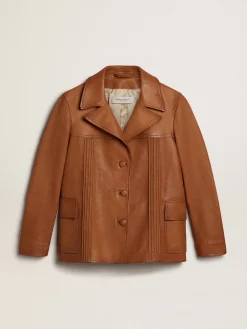 Sale Golden Goose Jaqueta de couro marrom bronze Coleção Journey