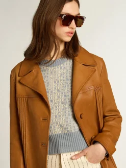 Sale Golden Goose Jaqueta de couro marrom bronze Coleção Journey