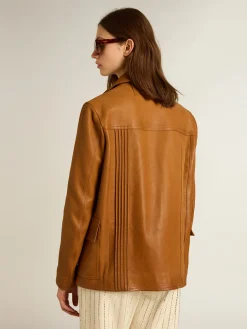 Sale Golden Goose Jaqueta de couro marrom bronze Coleção Journey