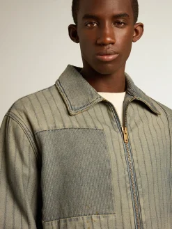 Best Sale Golden Goose Jaqueta jeans masculina com listras e remendos na frente Coleção Journey