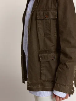 Hot Golden Goose Jaqueta safari masculina de lona verde-militar Cor: verde militar