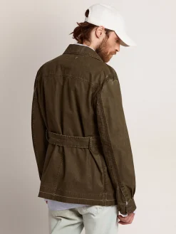 Hot Golden Goose Jaqueta safari masculina de lona verde-militar Cor: verde militar