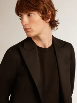 Flash Sale Golden Goose Jaqueta smoking masculina em gabardine de lã preta Coleção Golden